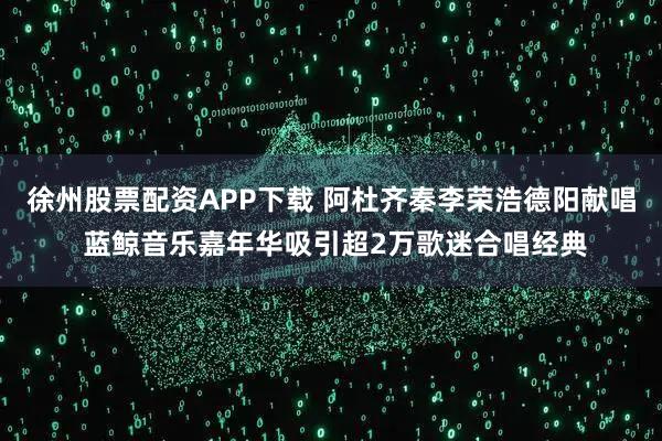 徐州股票配资APP下载 阿杜齐秦李荣浩德阳献唱 蓝鲸音乐嘉年华吸引超2万歌迷合唱经典