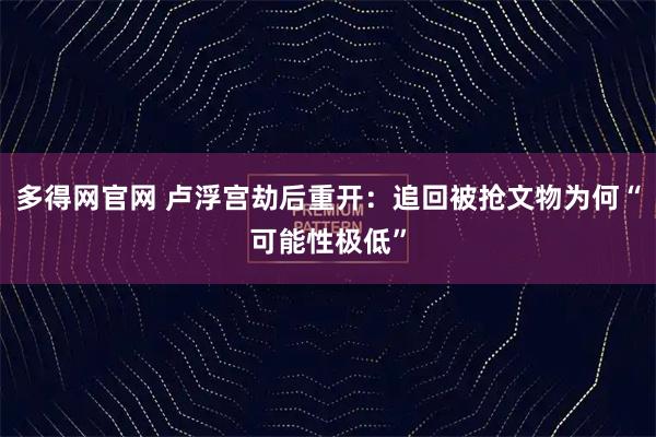 多得网官网 卢浮宫劫后重开：追回被抢文物为何“可能性极低”