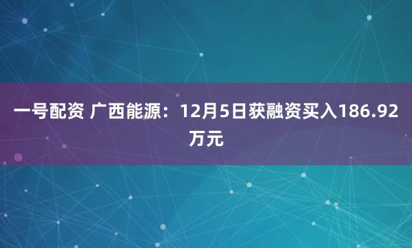 一号配资 广西能源:12月5日获融资买入186.92万元